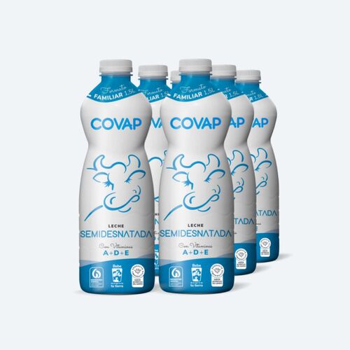 Leche semidesnatada COVAP 1,5L (Pack 6uds)