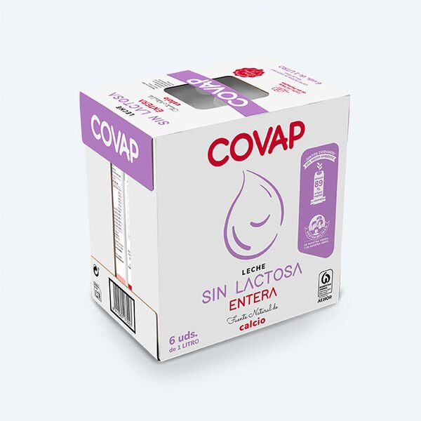 Leche Entera sin lactosa caja  | Lácteos COVAP