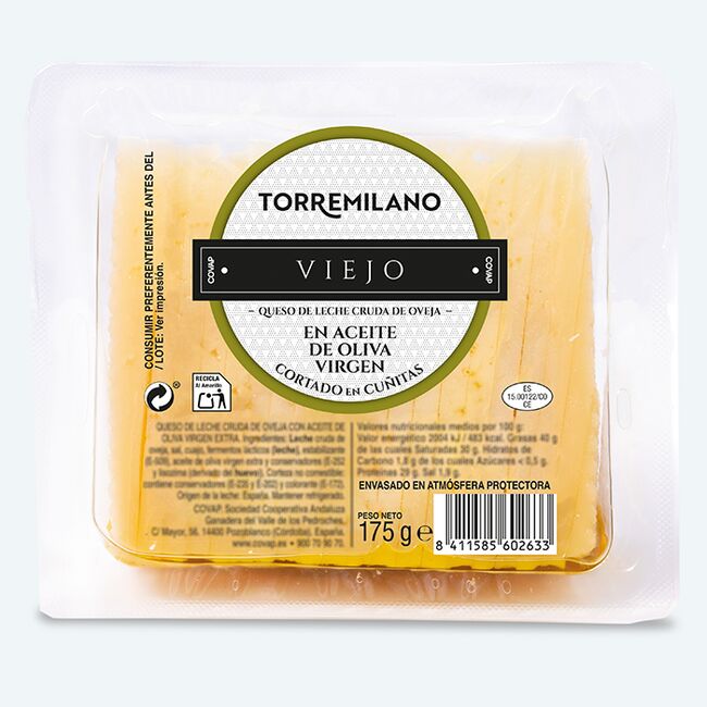 Queso de Leche Cruda de Oveja Viejo en Aceite de Oliva Torremilano