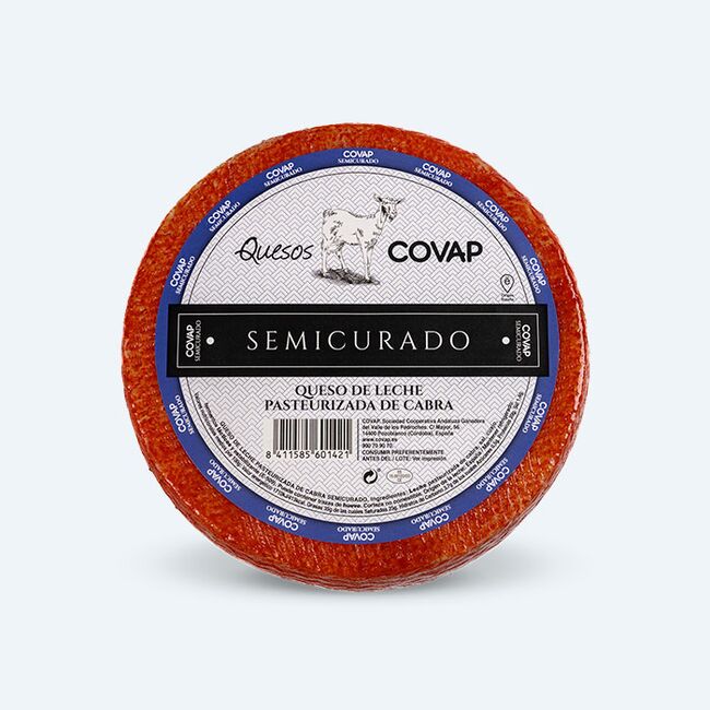 Queso de Leche Pasteurizada de Cabra Semicurado Entero con cuña cortada | Quesos COVAP