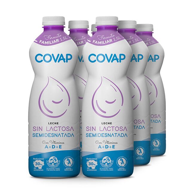 Leche Semidesnatada sin lactosa COVAP 1,5L | Lácteos COVAP