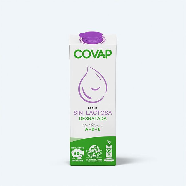 Leche Desnatada sin lactosa brik 1L | Lácteos COVAP