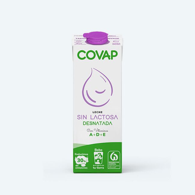 Leche Desnatada sin lactosa brik 1L | Lácteos COVAP