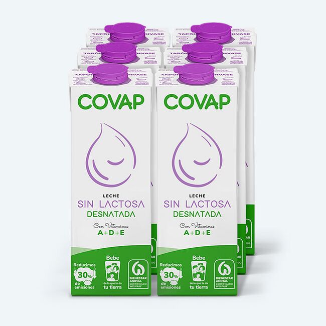 Leche Desnatada sin lactosa brik 1L | Lácteos COVAP