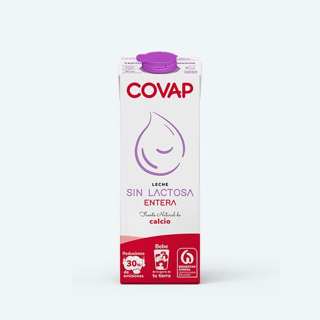 Leche Entera sin lactosa brik 1L | Lácteos COVAP