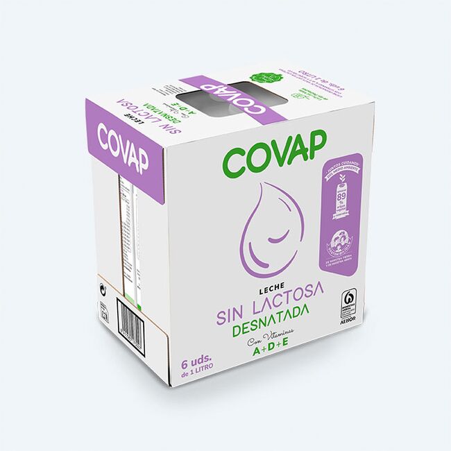 Leche Desnatada sin lactosa caja | Lácteos COVAP
