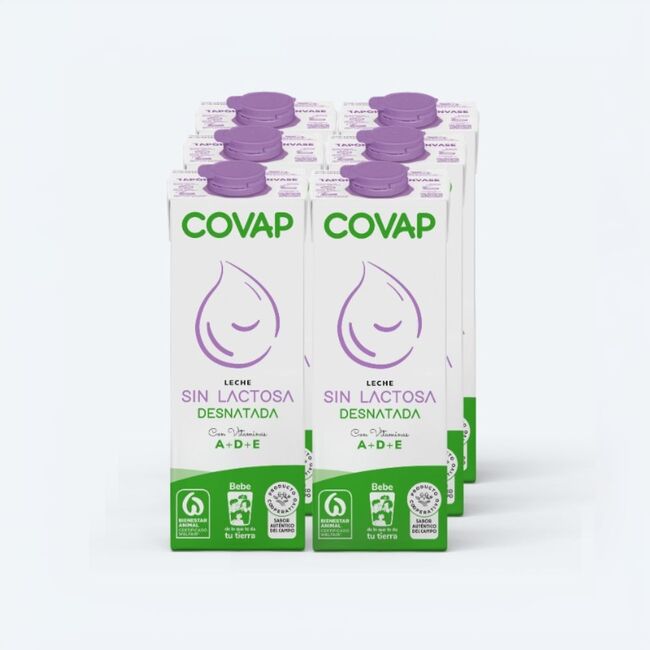 Leche Desnatada sin lactosa brik 1L | Lácteos COVAP