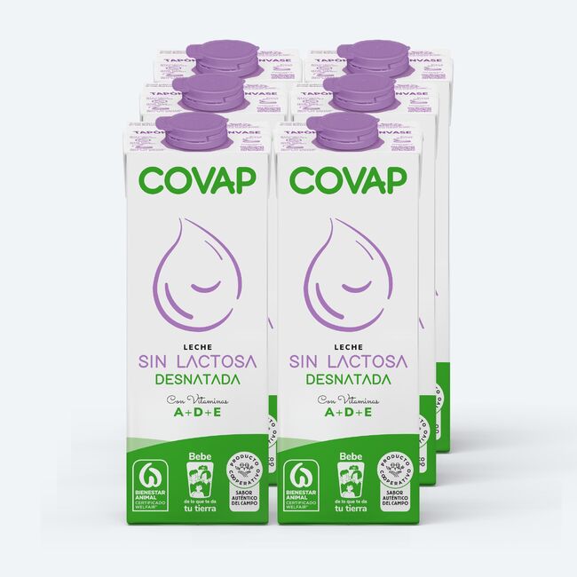 Leche Desnatada sin lactosa brik 1L | Lácteos COVAP