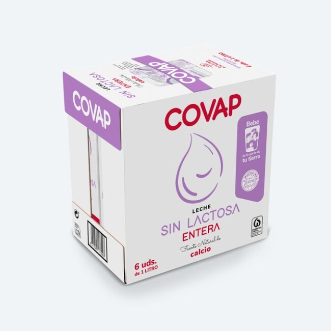 Leche Entera sin lactosa brik 1L | Lácteos COVAP