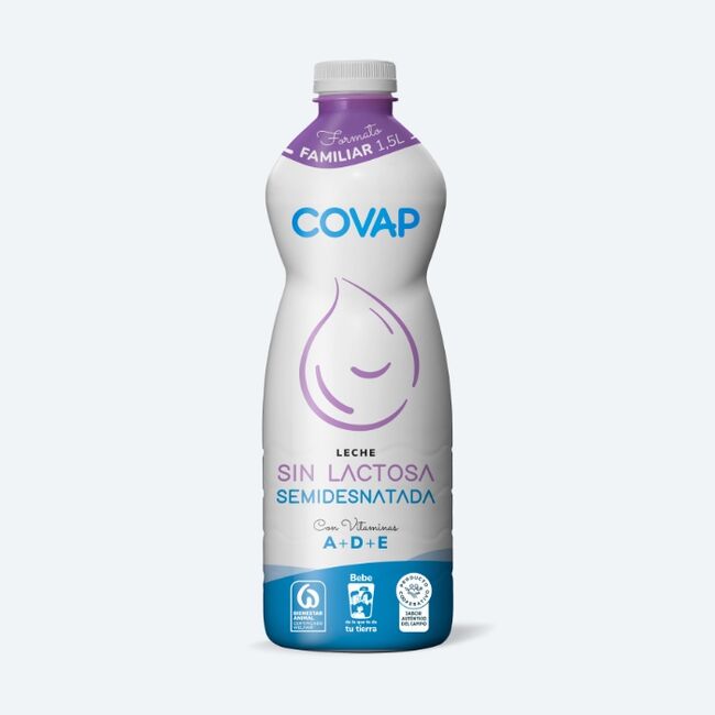 Leche Semidesnatada sin lactosa COVAP 1,5L | Lácteos COVAP
